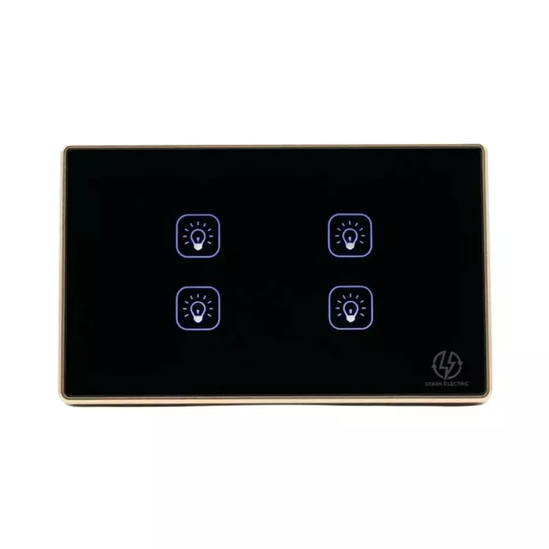 Tuya Wi-Fi 4 Gang US Black (gold frame)