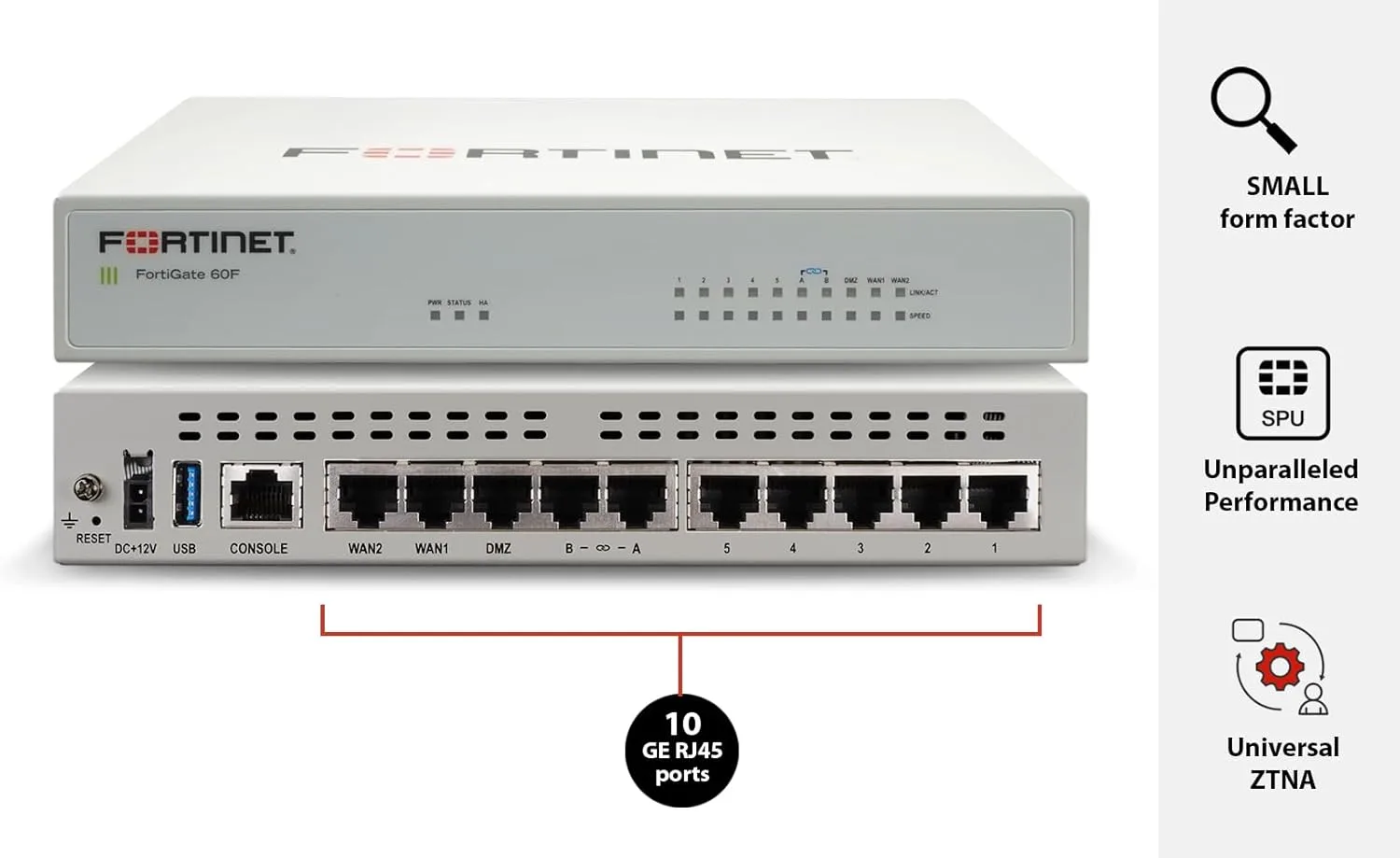 FortiGate-60F Firewall Appliance - 10 Gigabit Ethernet RJ45 Ports (FG-60F)