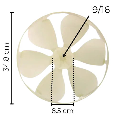 Aspa Para Ventana Macc1211J Largo 34.8cm Ancho Aro 8.5cm Flecha 9/16 Rotacion CCW-Derecha 6 Hojas Macc1211J - 10331155