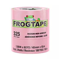 FrogTape 325 Pink High Temperature Performance Grade Masking Tape, Medium-High Adhesion, 48mm x 55m, 3 Rolls per Pack