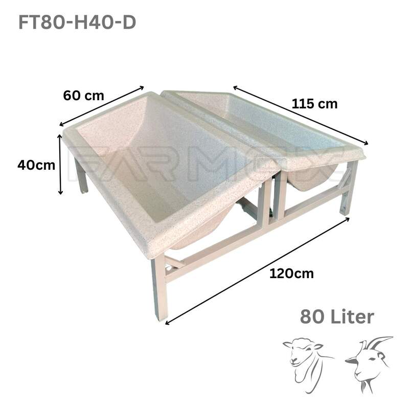 lt Text: Double Farmex Feeder Trough 40CM 80L made from pure polymer for sheep and goats