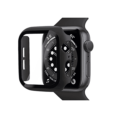 Case Avec Tempered Glass Full Protection Apple iWatch Series 45 Mm Noir