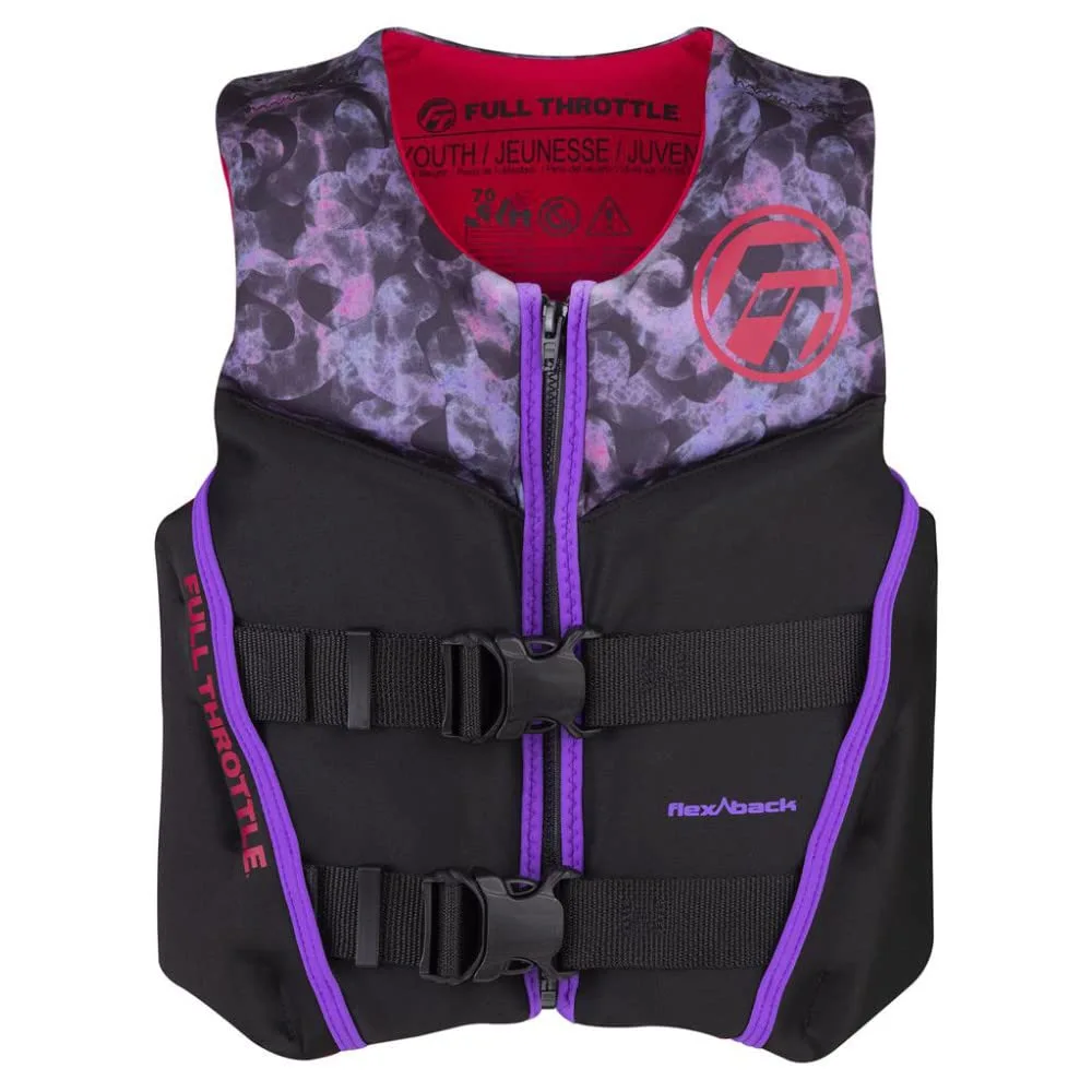 Full Throttle Youth Rapid-Dry Flex-Back Life Jacket - Pink/Black