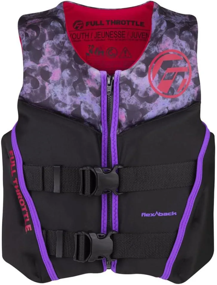 Full Throttle Youth Rapid-Dry Flex-Back Life Jacket - Pink/Black