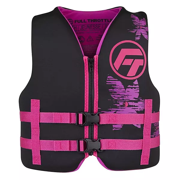 Full Throttle Youth Rapid-Dry Neoprene Life Jacket - Pink/Black