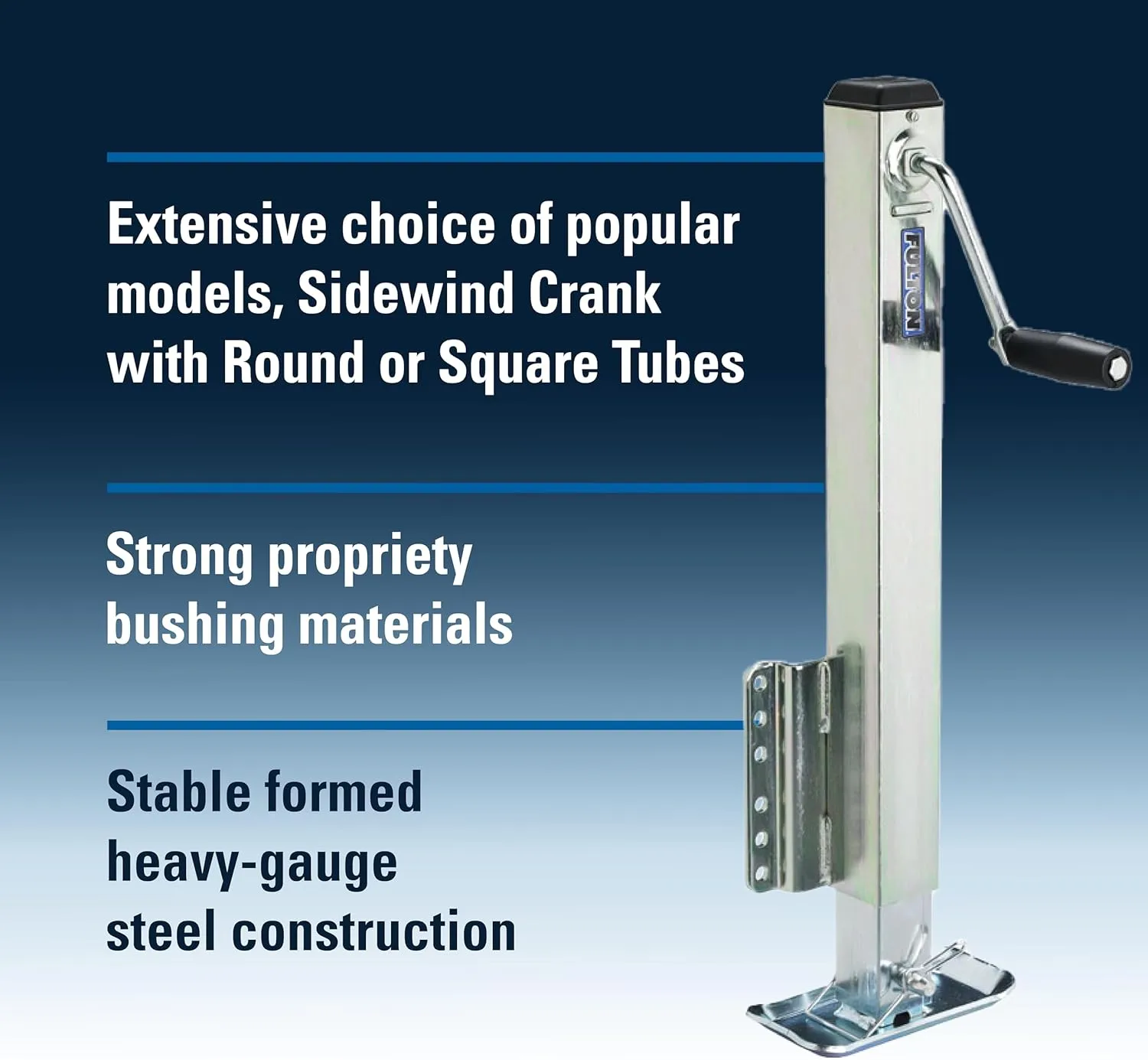 Fulton Bolt-On Square Tube Trailer Jack with Drop Leg and Sidewind Handle