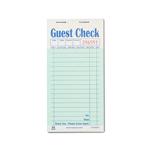 AmerCareRoyal Carbonless Guest Check Paper Green 2 Part 17 Lines 50 Sheets 5 / 10 cs