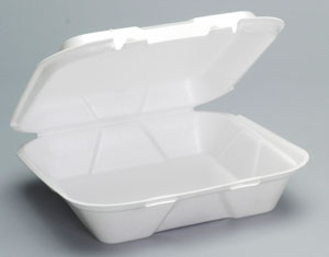 Genpak Large 1-Comp Hinged Cont Vented 9-3/16"x9-9/16"x2-21/32" White Foam 2 / 100 cs