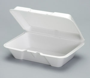 Genpak Large Deep 1 Comp Hinged Container 9.19" x 6.5" x 2.88" White Foam 200 / cs