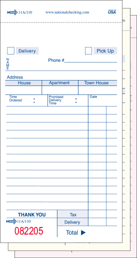 National Checking Three-Part Carbonless Delivery Form 3.40" x 6.75" White Shrink Pack Med 50 / 50 cs
