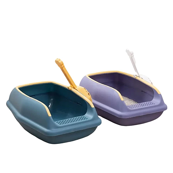 Open Entry Cat Litter Tray with Scoop Holder
