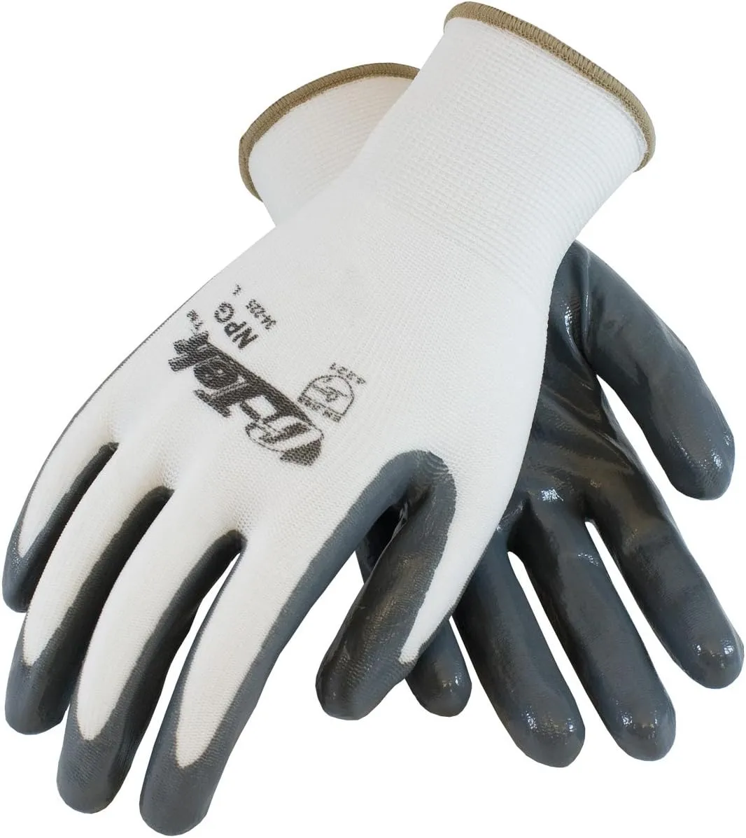 G-Tek NPG 34-225/L Seamless Knit Nylon Glove with Nitrile Coated Smooth Grip on Palm and Fingers