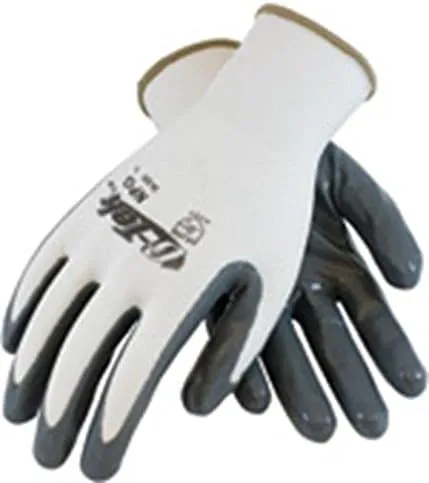 G-Tek NPG 34-225/L Seamless Knit Nylon Glove with Nitrile Coated Smooth Grip on Palm and Fingers