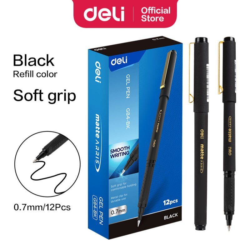 DELI G84 MATTE ARRIS GEL PEN 0.7MM SOFT-GRIP BK