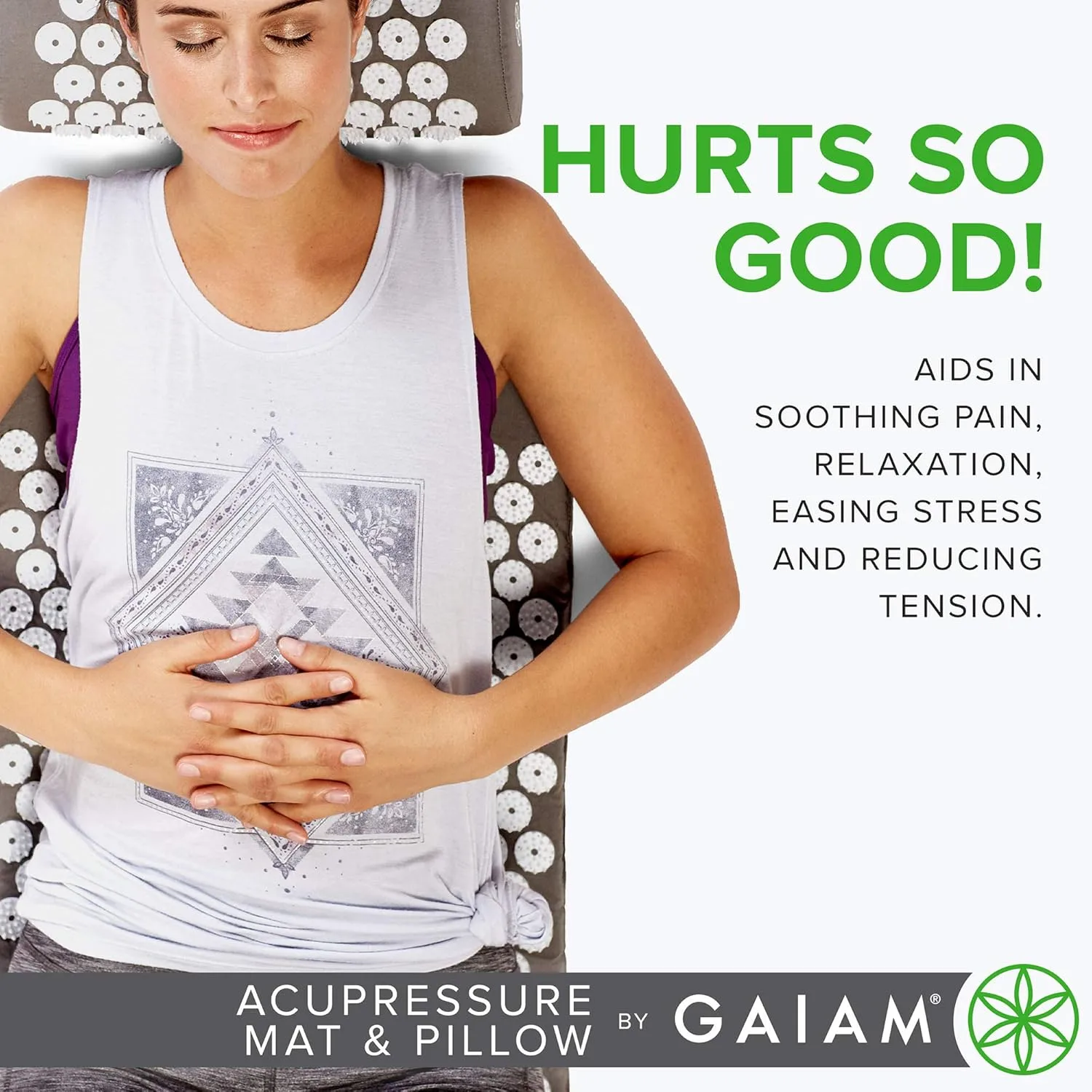 Gaiam Acupressure Mat and Pillow Set, Acupuncture Style Massage Mat & Pillow, Relief for Sciatic Nerve, Muscle Tension