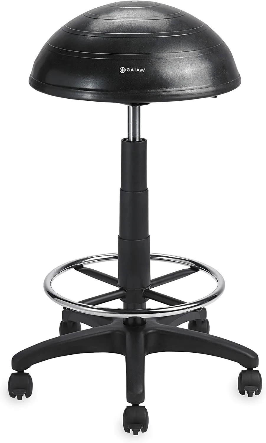 Gaiam Balance Ball Chair Stool, Half-Dome Stability Ball Adjustable Tall Office Black | 33-Inch