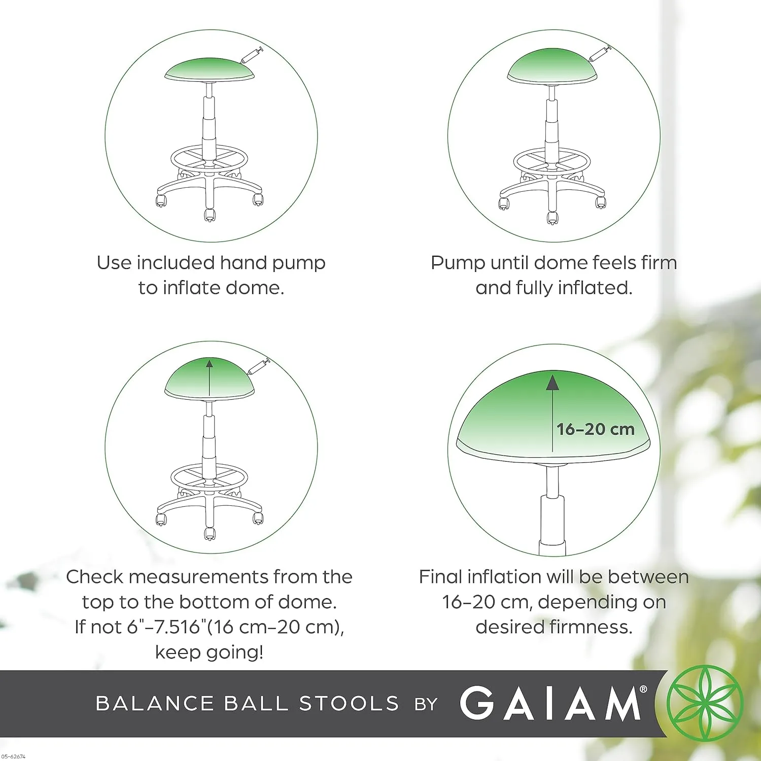 Gaiam Balance Ball Chair Stool, Half-Dome Stability Ball Adjustable Tall Office Black | 33-Inch