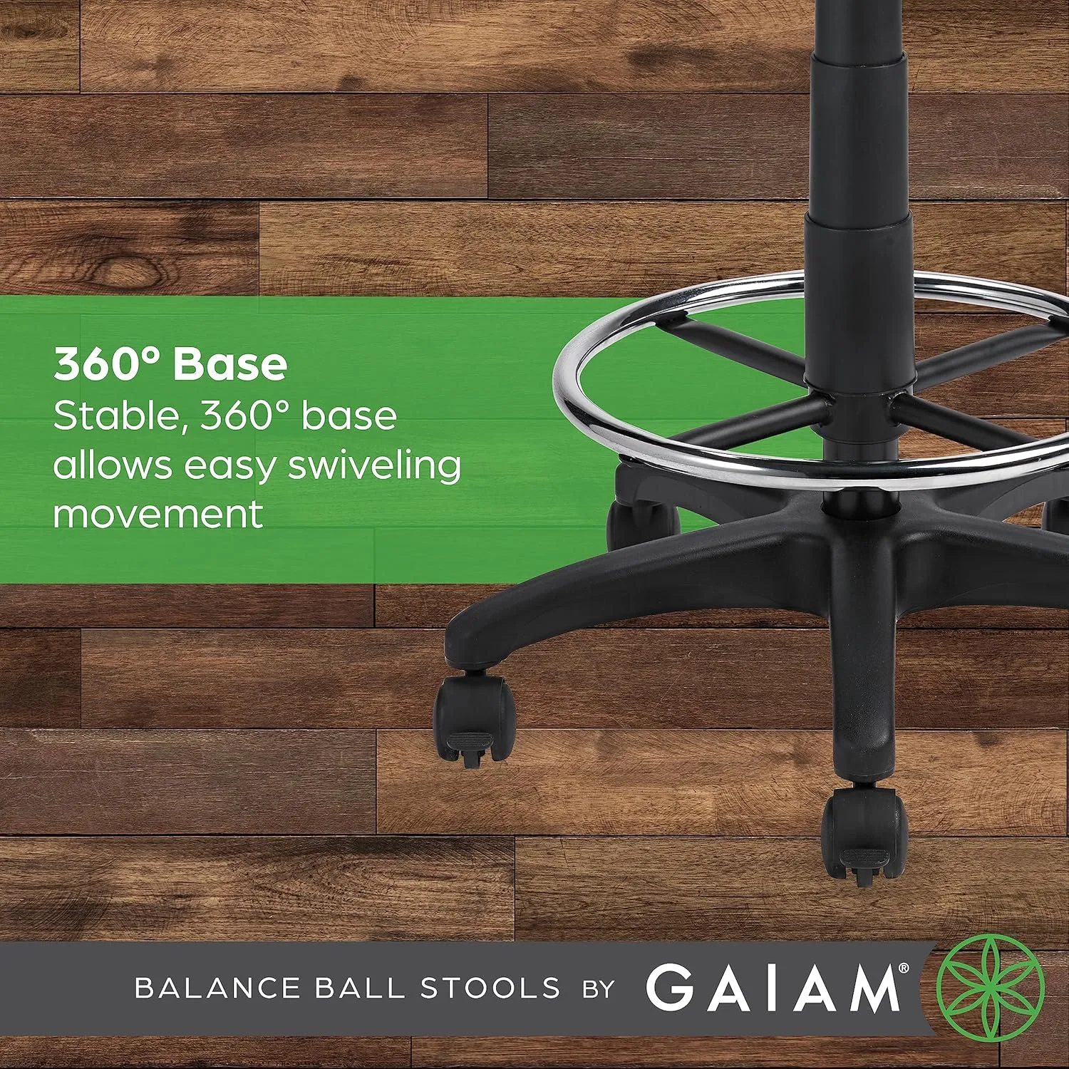 Gaiam Balance Ball Chair Stool, Half-Dome Stability Ball Adjustable Tall Office Black | 33-Inch