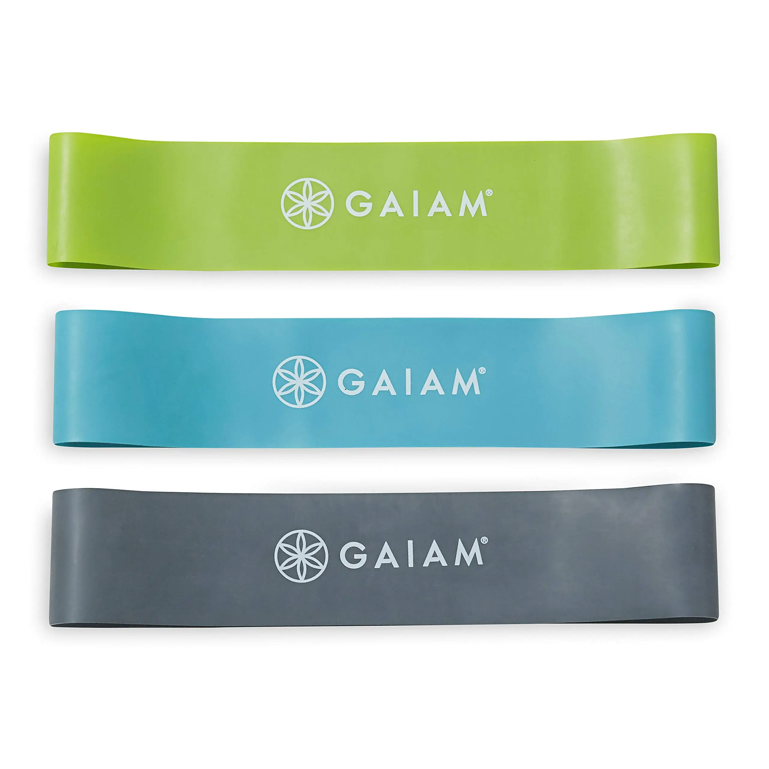 Gaiam Restore Mini Band Kit, Set of 3, Light, Medium, Heavy Lower Body Loop Resistance Bands for Legs and Booty Exercises