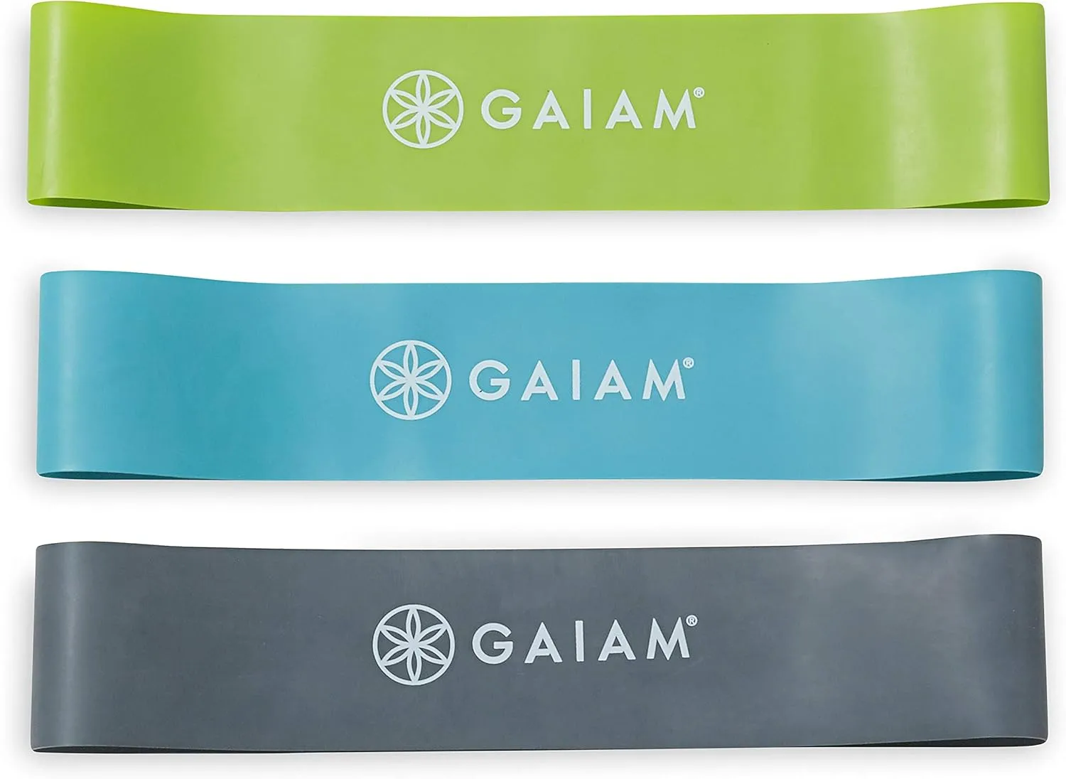 Gaiam Restore Mini Band Kit, Set of 3, Light, Medium, Heavy Lower Body Loop Resistance Bands for Legs and Booty Exercises