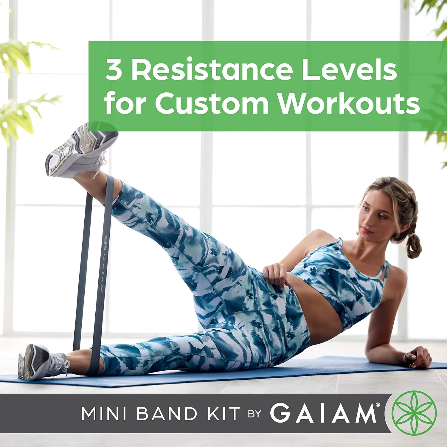 Gaiam Restore Mini Band Kit, Set of 3, Light, Medium, Heavy Lower Body Loop Resistance Bands for Legs and Booty Exercises