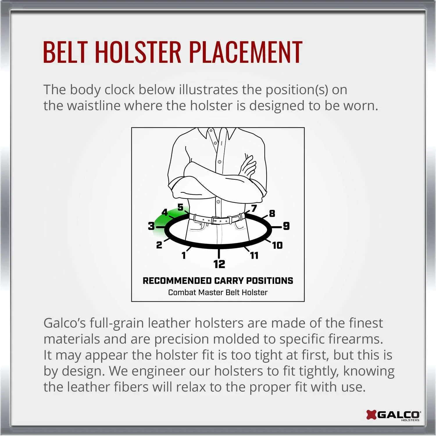 GALCO Combat Master Leather Belt Holster