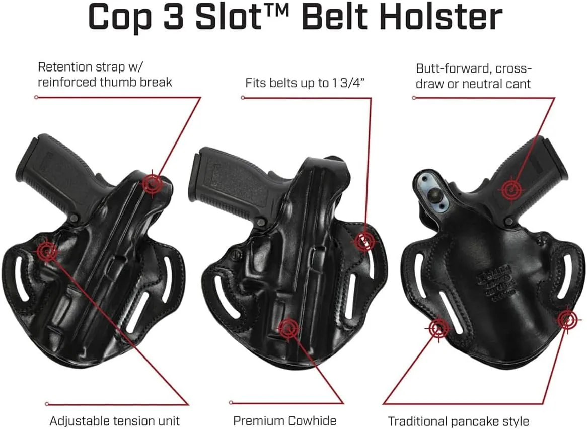 GALCO COP 3 Slot Strongside/Crossdraw Leather Belt Holster - Fits Belts up to 1 3/4" - Compatible with Sig Sauer M18