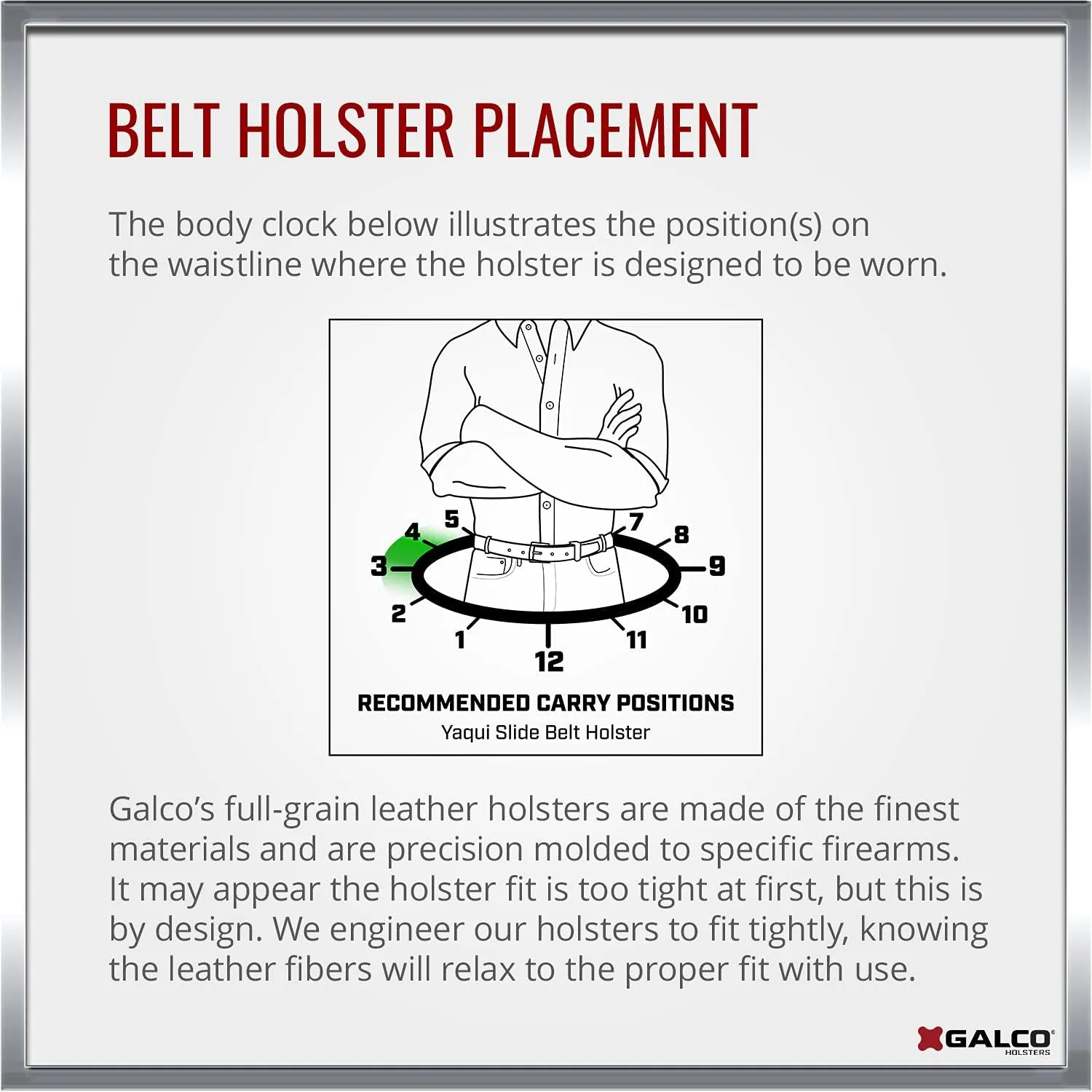 GALCO Yaqui Slide Leather Belt Holster