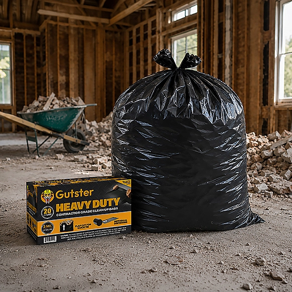 GUTSTER - HD Contractor Bags - 42G 3mil Black 20ct Flap Tie