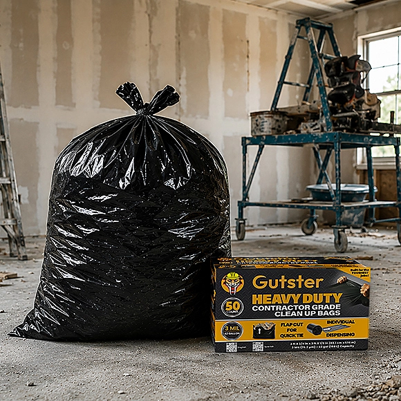 GUTSTER - HD Contractor Bags - 42G 3mil Black 50ct Flap Tie