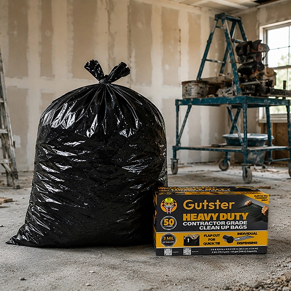 GUTSTER - HD Contractor Bags - 42G 3mil Black 50ct Flap Tie