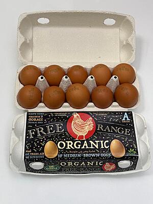 Pack of 10 Gardenz Free Range Organic Eggs - 44 to 70 gm each - No Antibiotics, No Hormones (Grade A)