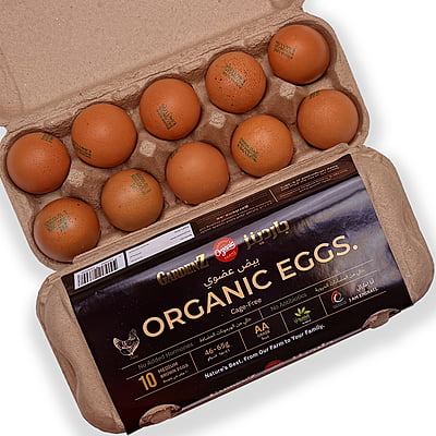 GardenZ Organic Cage-Free Eggs | Pack of 10 | Grade AA | 44–70 gm | No Antibiotics, No Hormones | Eco Pulp Pack