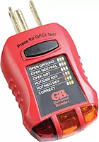 Gardner Bender GFI-3501 Ground Fault Receptacle Tester & Circuit Analyzer, 110-125V AC, 7 LED Tests (Red)