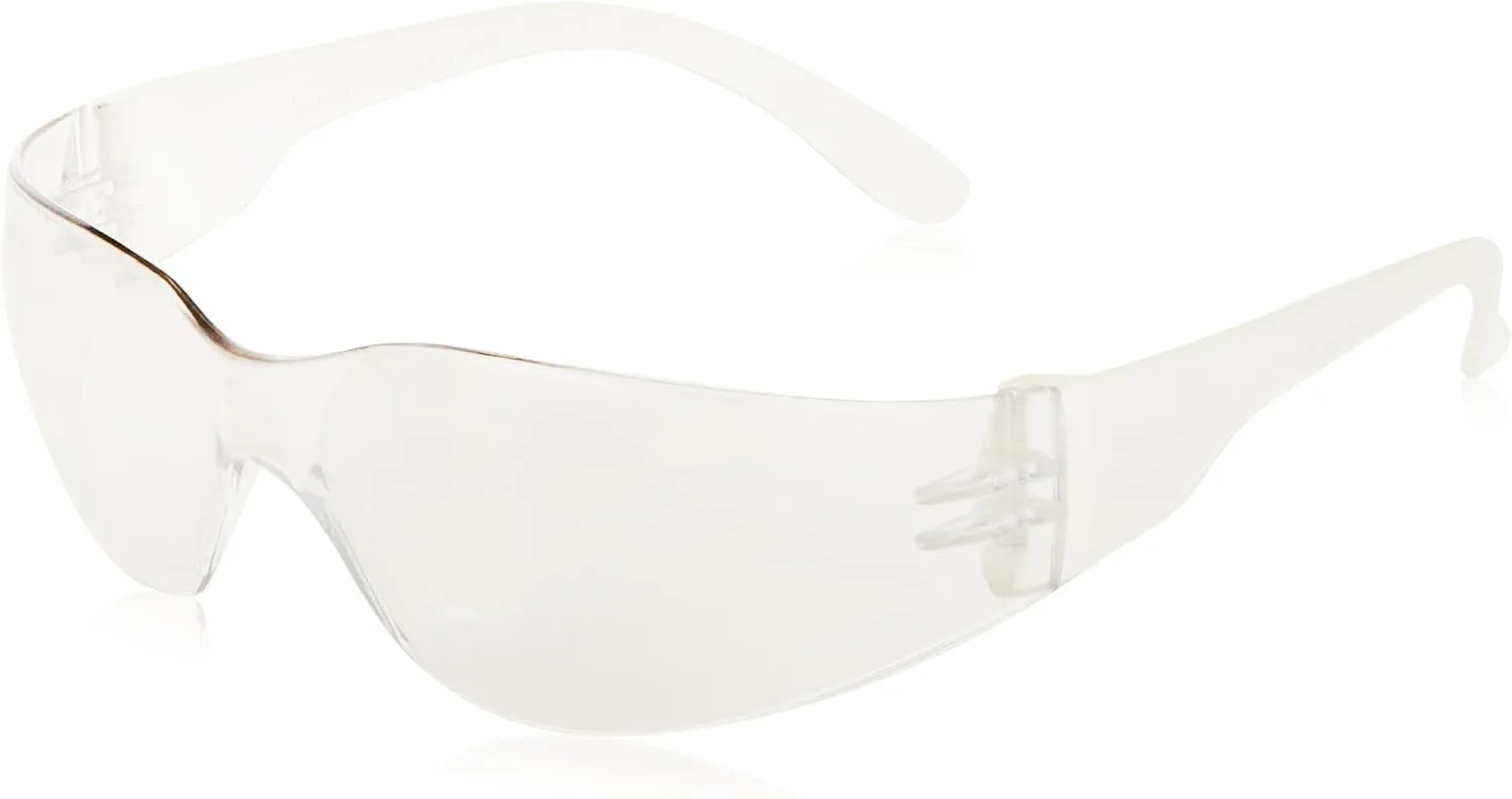 Gateway Safety GWS460M Clear Mirror StarLite Safety Glass (Wraparound Lens and Frame Deep Temple Snug Comfortable Fit), Clear Temple, Clear Indoor Outdoor Lens