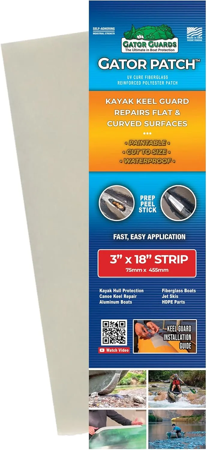 Gator Patch Kayak Keel Guard - Strip Form - Protects and Repairs Vulnerable Kayak Keel Contact Points - DIY Installation
