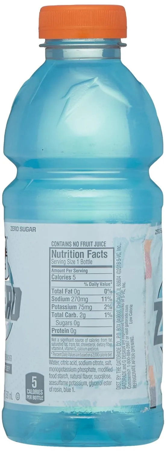 Gatorade Zero Glacier Freeze Thirst Quencher, 20 Fl Oz Bottle Glacier Freeze 20 Fl Oz (Pack of 1)