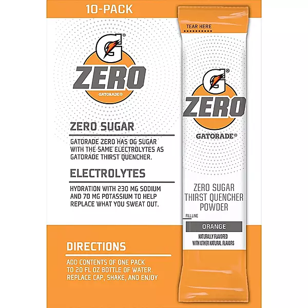 The Gatorade Gatorade G Zero, Sugar Free Powder Sticks, 0.10oz Packets (Mixes with 20 ounces of Water) 10 Pack (Orange)
