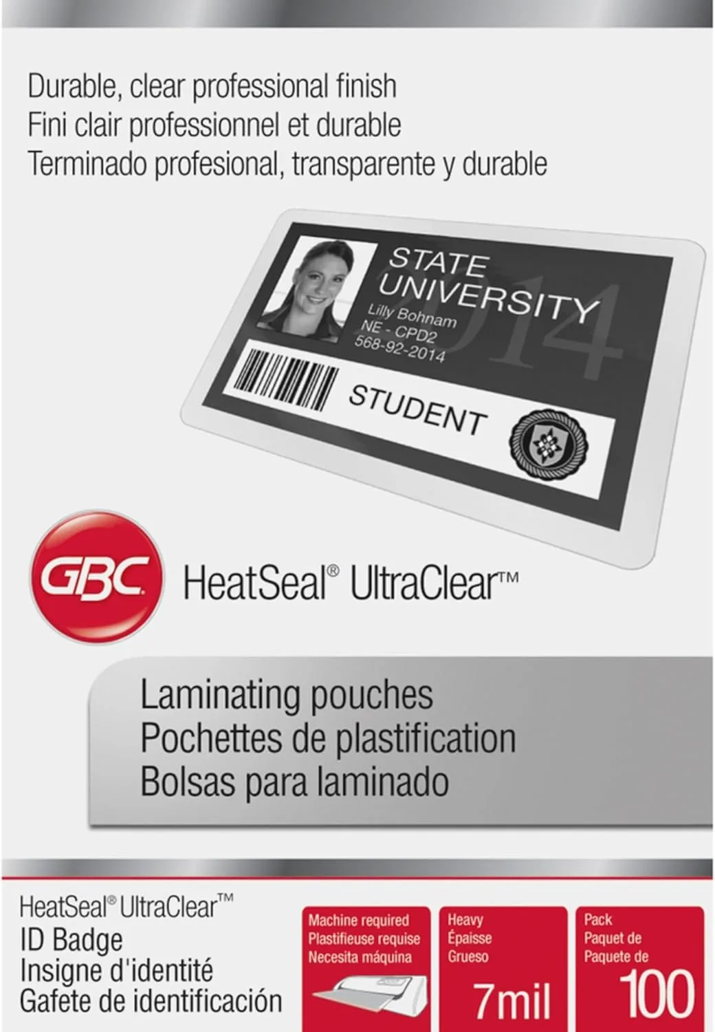 GBC UltraClear Thermal Laminating Pouches, 7 Mil, 100 Pack