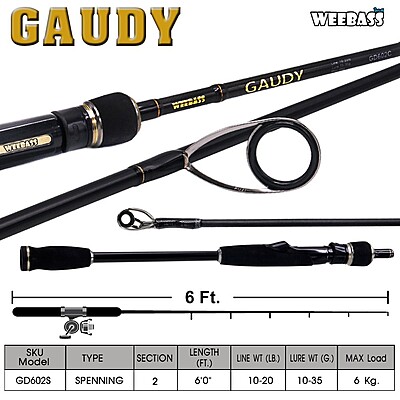 WEEBASS คัน -  รุ่น GAUDY SPIN GD602S (10-20lb) ( คันนี้มีใบรับประกัน )