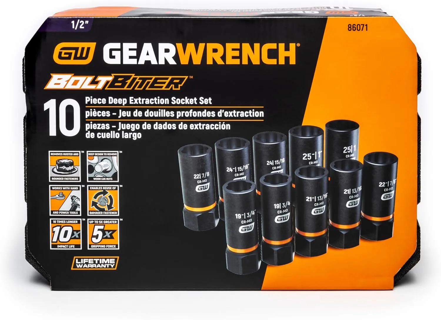 GEARWRENCH - 10Pc 1/2" Drive Bolt Biter Set (86071)