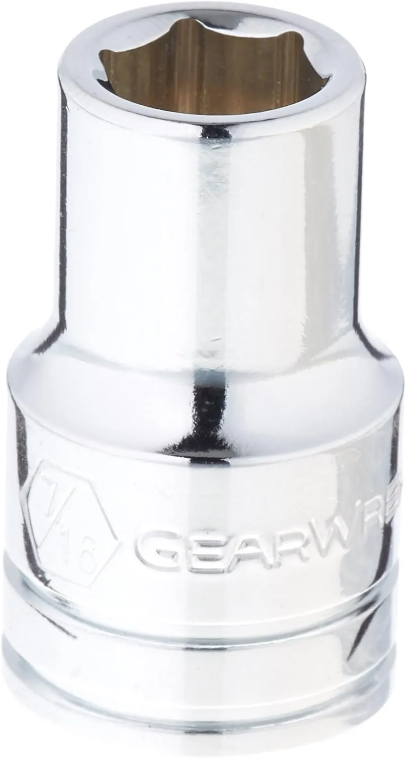 GEARWRENCH 1/2" Drive 6 Point Standard SAE Socket 7/16" - 80602 , Black