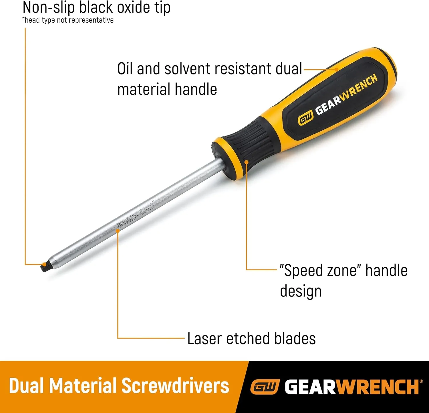 GEARWRENCH #3 x 6" Phillips Dual Material Screwdriver - 80011H