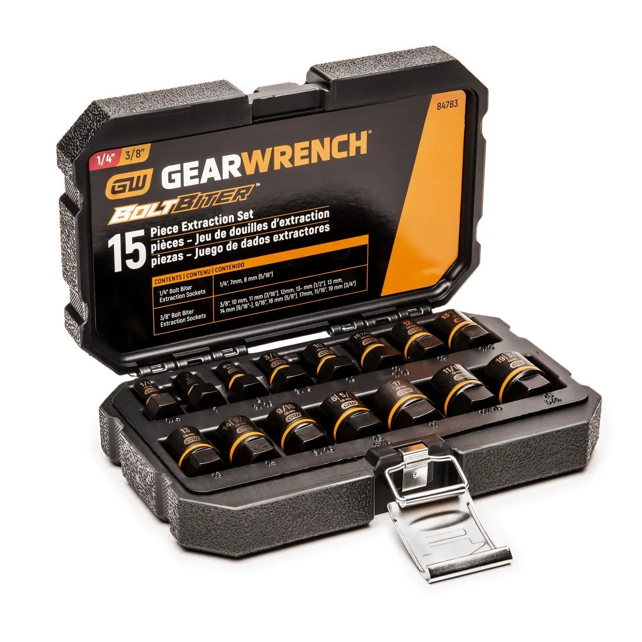 GEARWRENCH 15 Pc. 1/4" & 3/8" Drive Bolt Biter™ Impact Extraction Socket Set - 84783 One Size