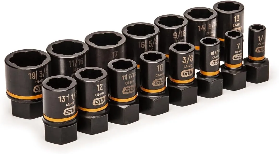 GEARWRENCH 15 Pc. 1/4" & 3/8" Drive Bolt Biter™ Impact Extraction Socket Set - 84783 One Size