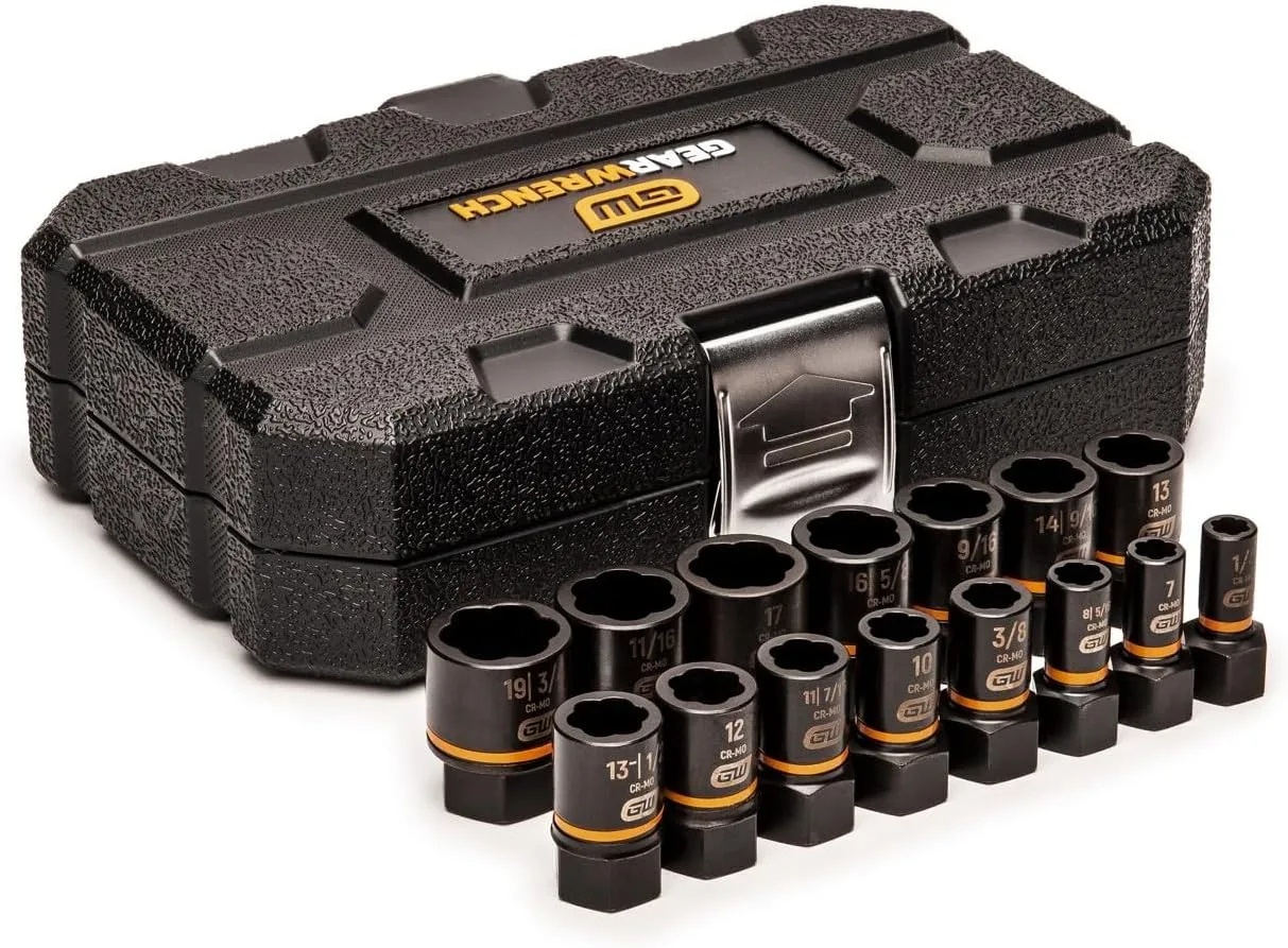 GEARWRENCH 15 Pc. 1/4" & 3/8" Drive Bolt Biter™ Impact Extraction Socket Set - 84783 One Size