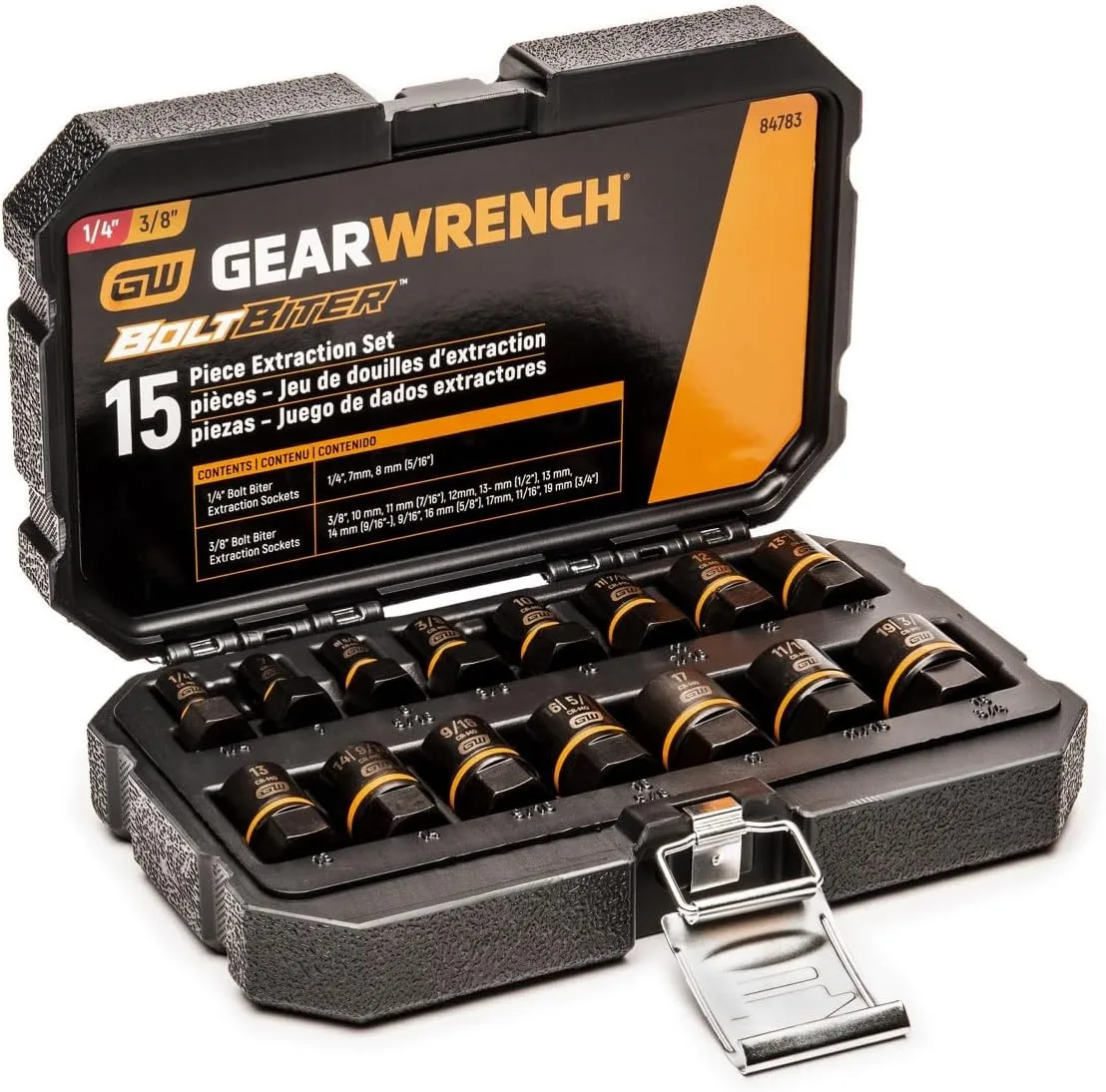 GEARWRENCH 15 Pc. 1/4" & 3/8" Drive Bolt Biter™ Impact Extraction Socket Set - 84783 One Size
