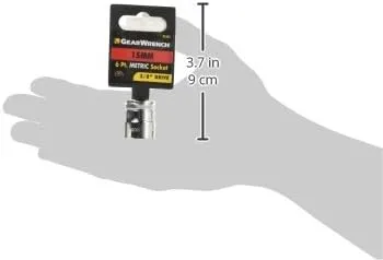 GEARWRENCH 3/8" Drive Standard Metric Socket 15mm, 6 Point - 80383