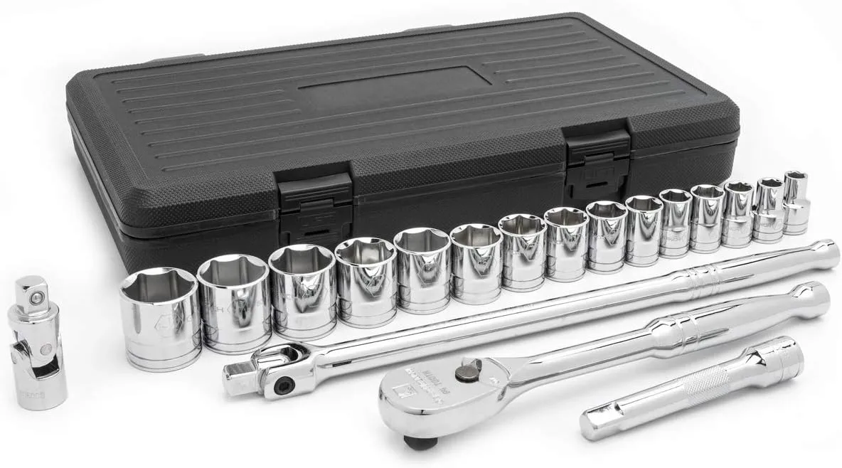GEARWRENCH 19 Pc. 1/2" Drive 6 Pt. Standard Mechanics Tool Set, SAE - 80791
