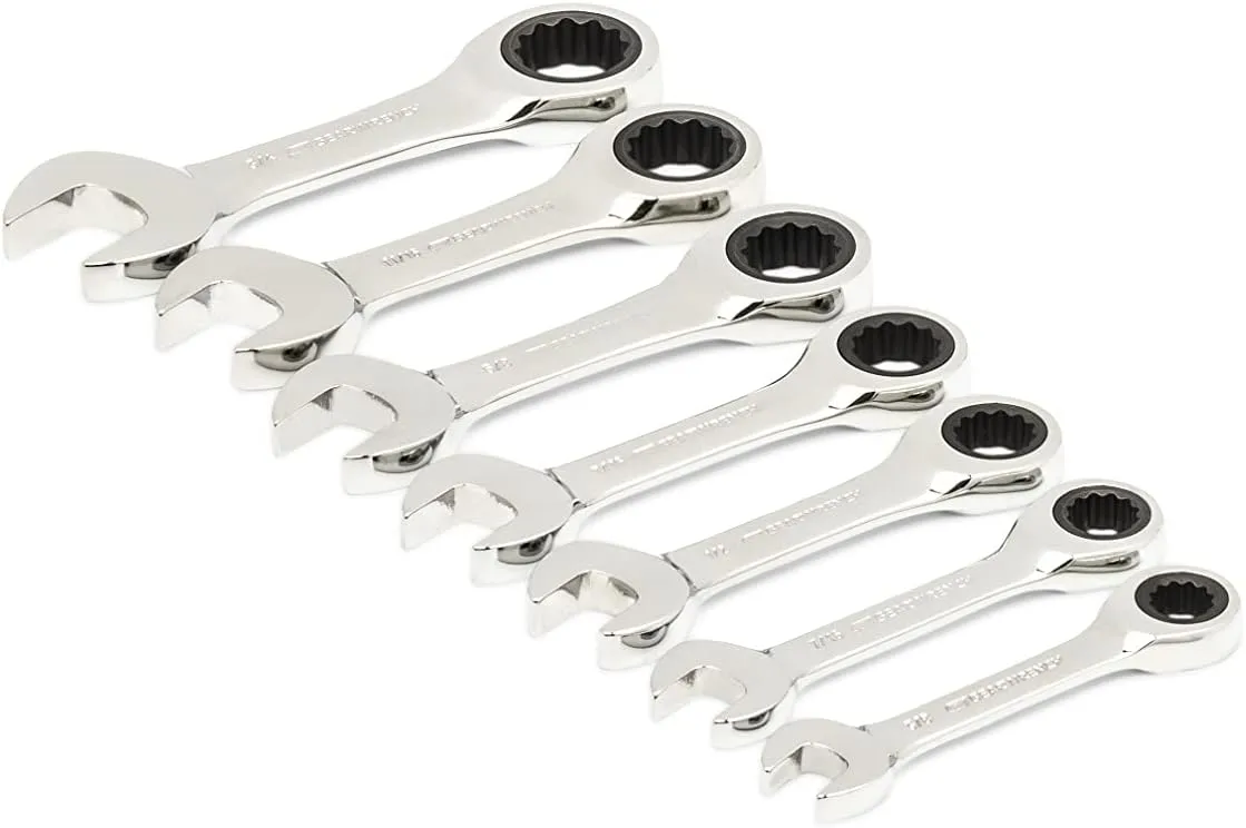 GEARWRENCH 21 Piece 72T SAE Standard & Stubby Ratcheting Wrench Set with EVA Foam Tray - 86526